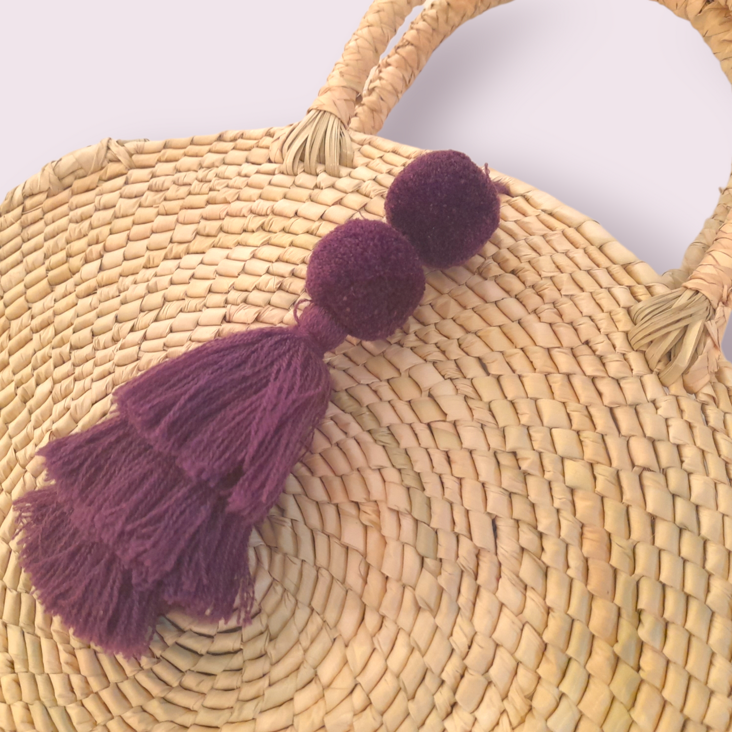 Pompom Rattan Purse