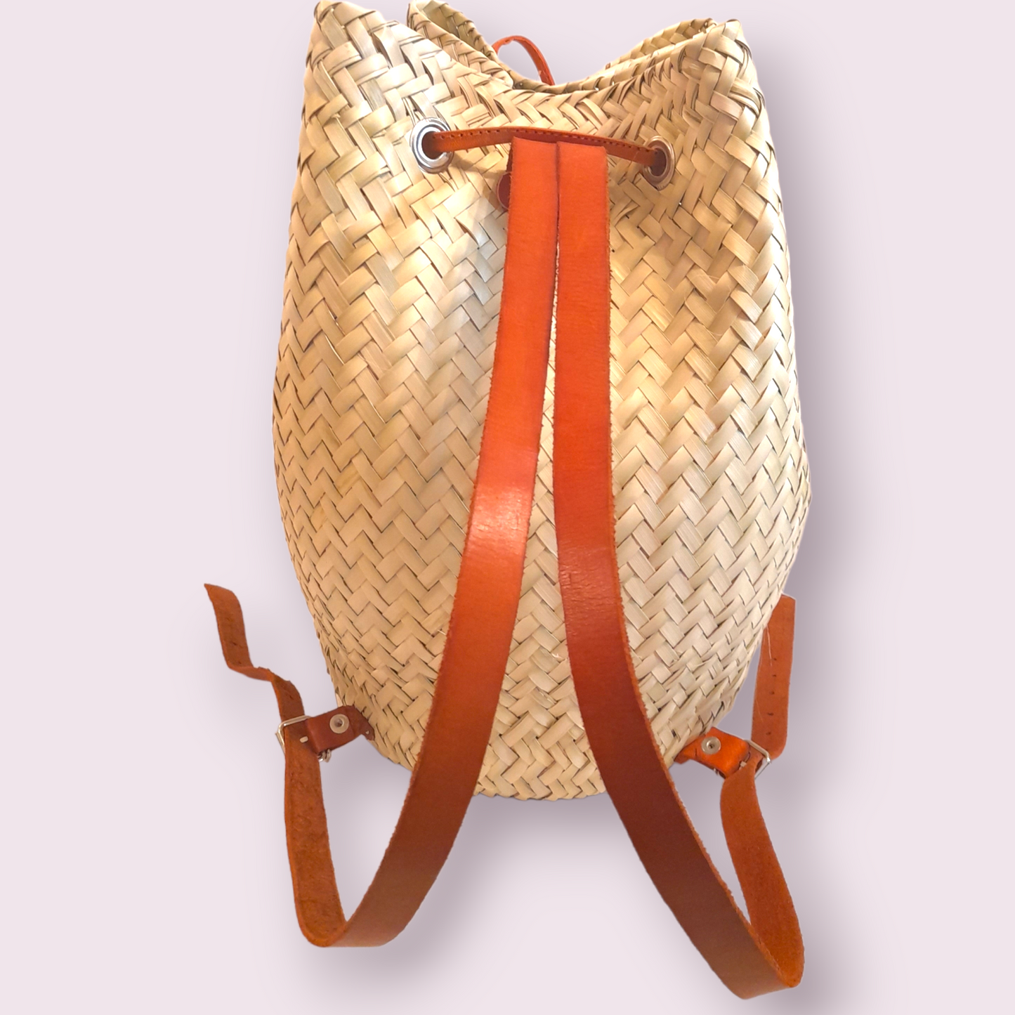 Rattan Backpack |  Leather Trim