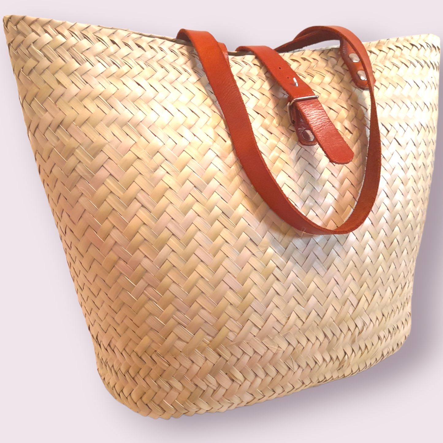 Square Tote Rattan | Leather Trim