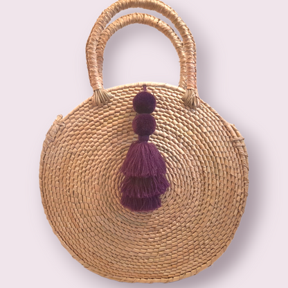 Pompom Rattan Purse