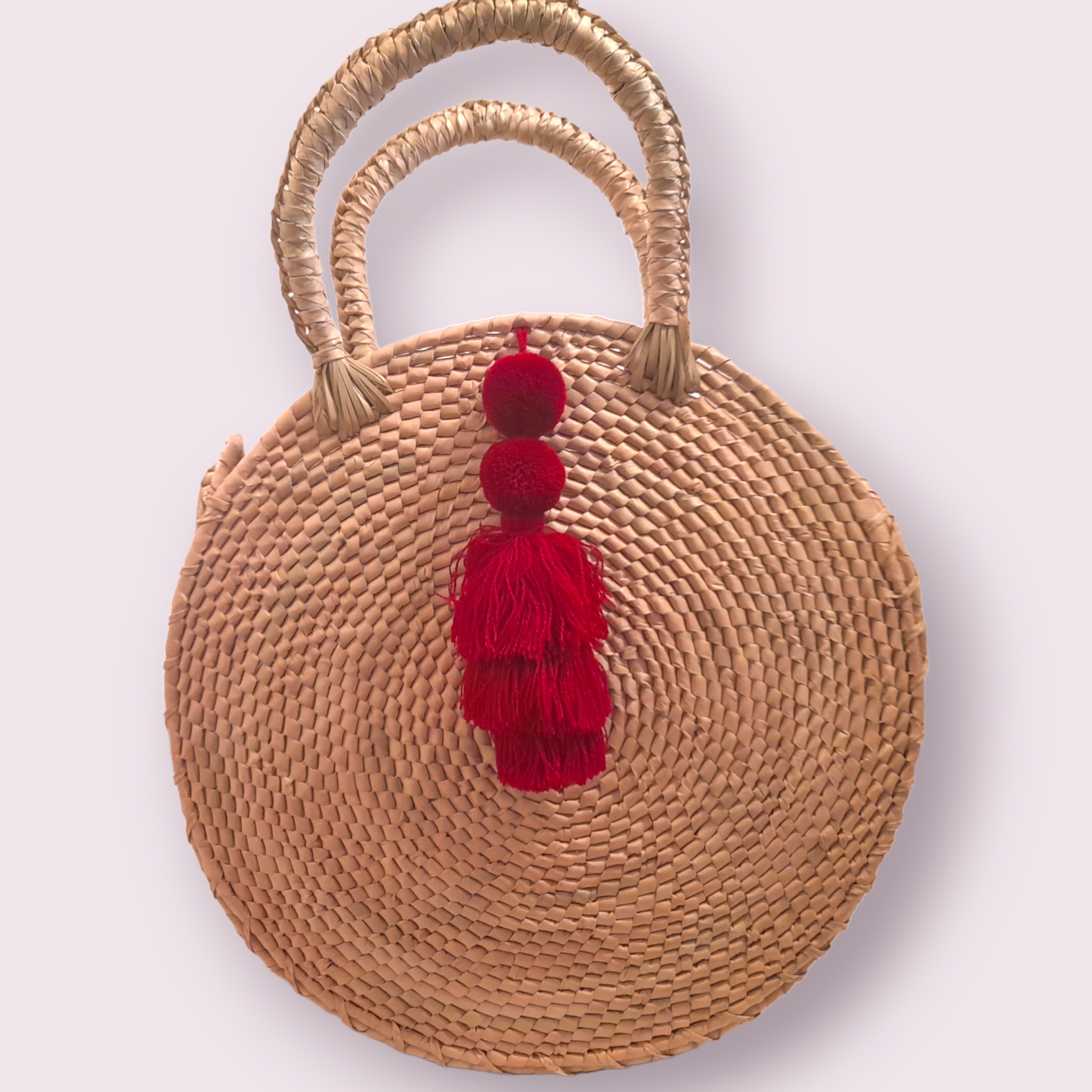 Pompom Rattan Purse